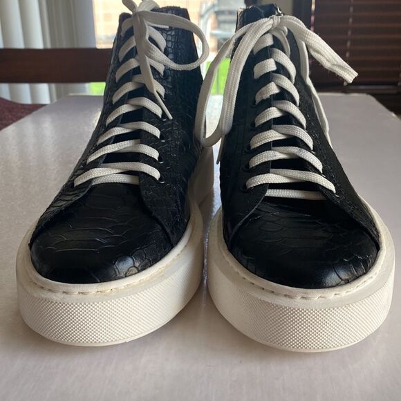 LEMAJ RAYMON Men’s Black Leather Sneakers Size 10. Made in Italy - Picture 8 of 9